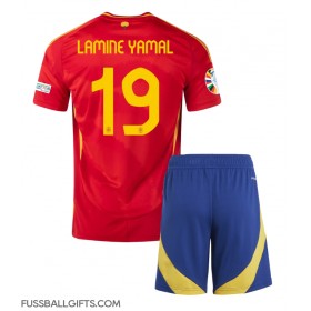 Spanien Lamine Yamal #19 Fußballbekleidung Heimtrikot Kinder EM 2024 Kurzarm (+ kurze hosen)